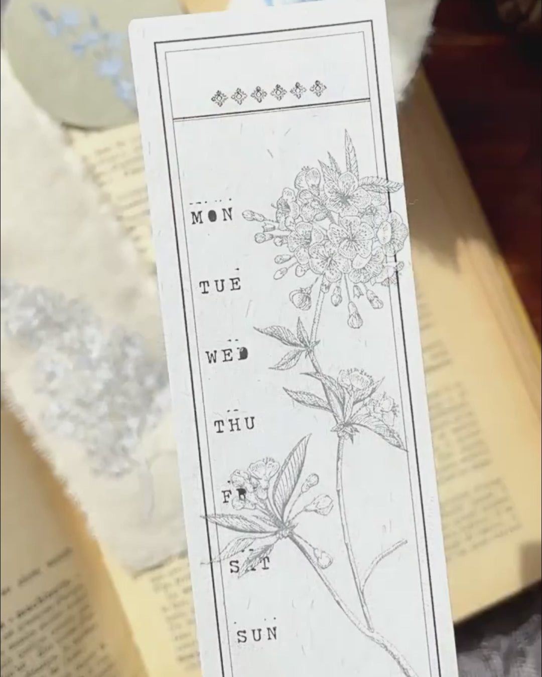 Vintage Botanische Line Art Rub-on Sticker