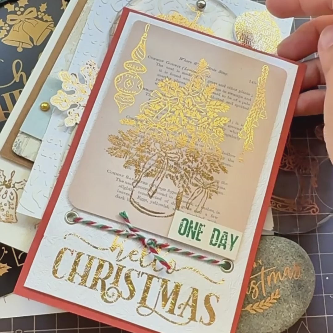 Vintage-Weihnachtsaufkleber aus Goldfolie