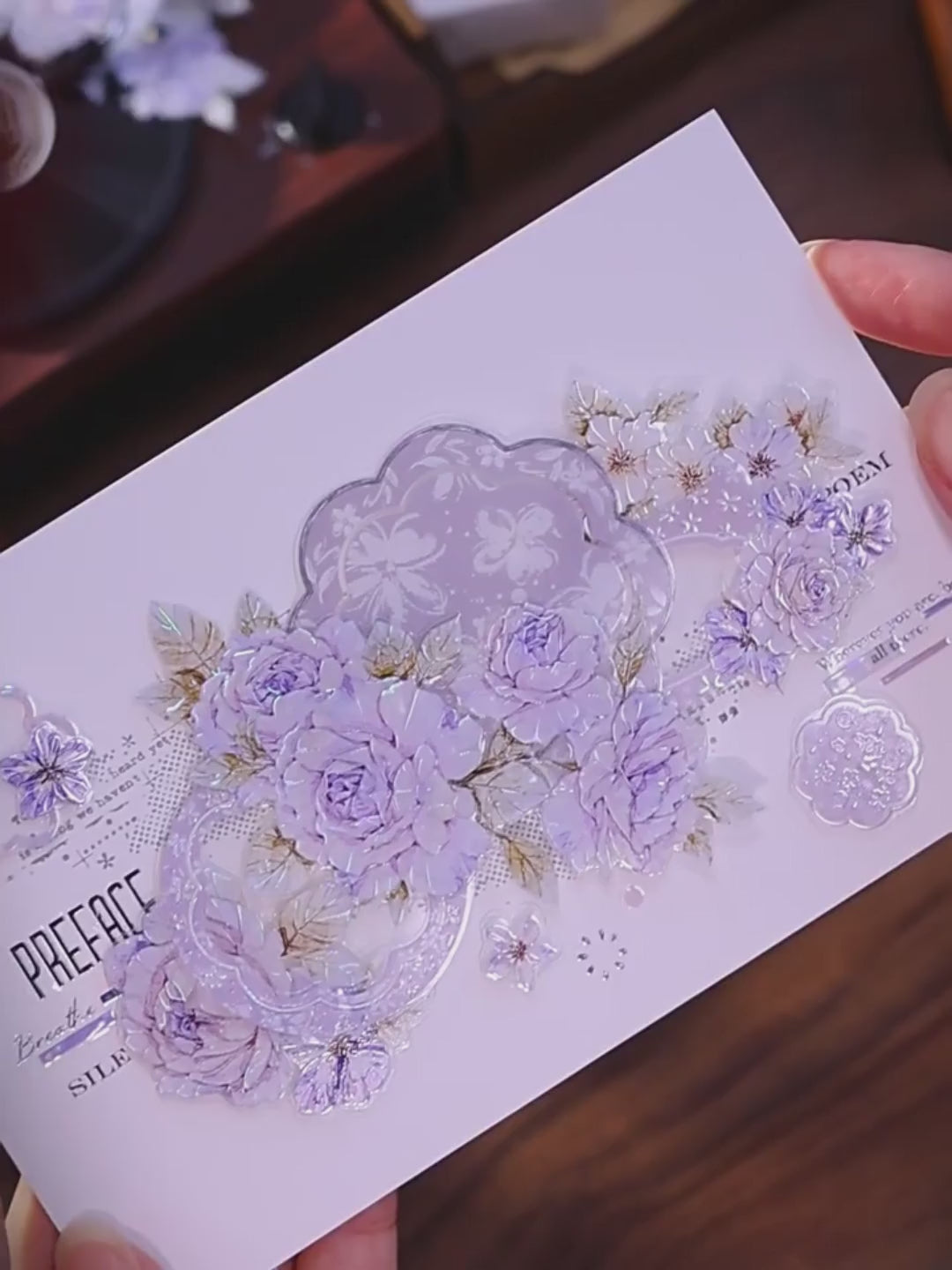 Vintage Lavender Rose Die-Cut Washi PET Tape