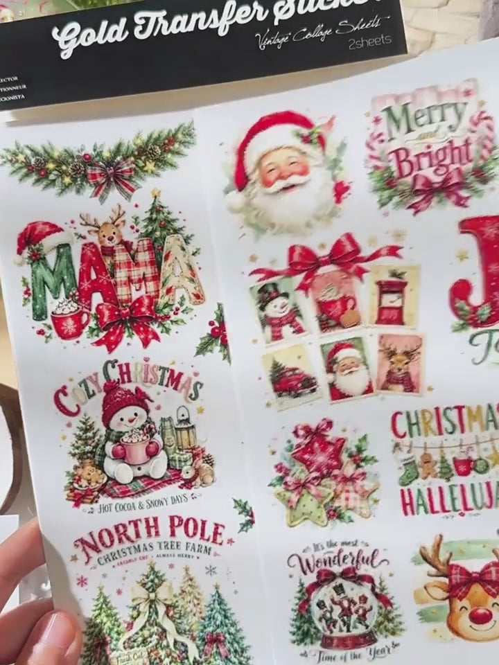 Vintage Christmas Postage Stamp Transfers Stickers