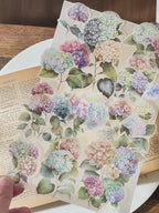 Translucent Hydrangea Vellum Stickers | Soft Botanical Floral Journaling Set