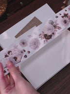 Vintage Dusty Rose Cocoa Floral PET Tape Shell Shimmer