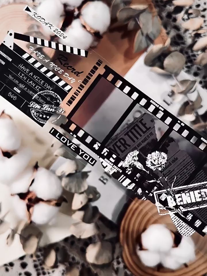 Vintage Film Strip PET Washi Tape | Semi-Transparent Photo Frame Journaling Ephemera