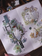 Vintage Green Floral Washi Tape PET Tape for Journaling