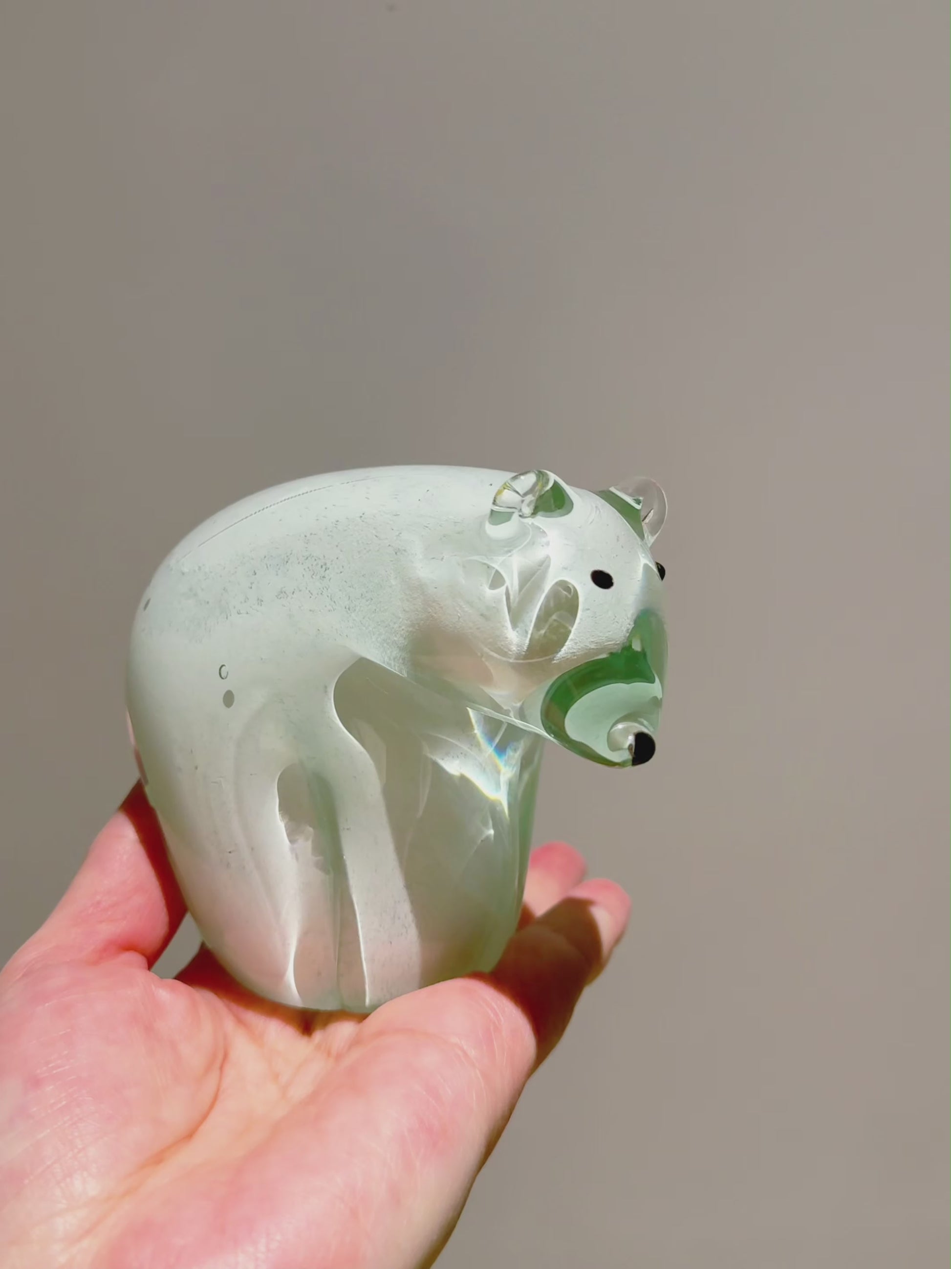 Tiny Glass Polar Bear Figurine – Handmade Artisan Glass Animal