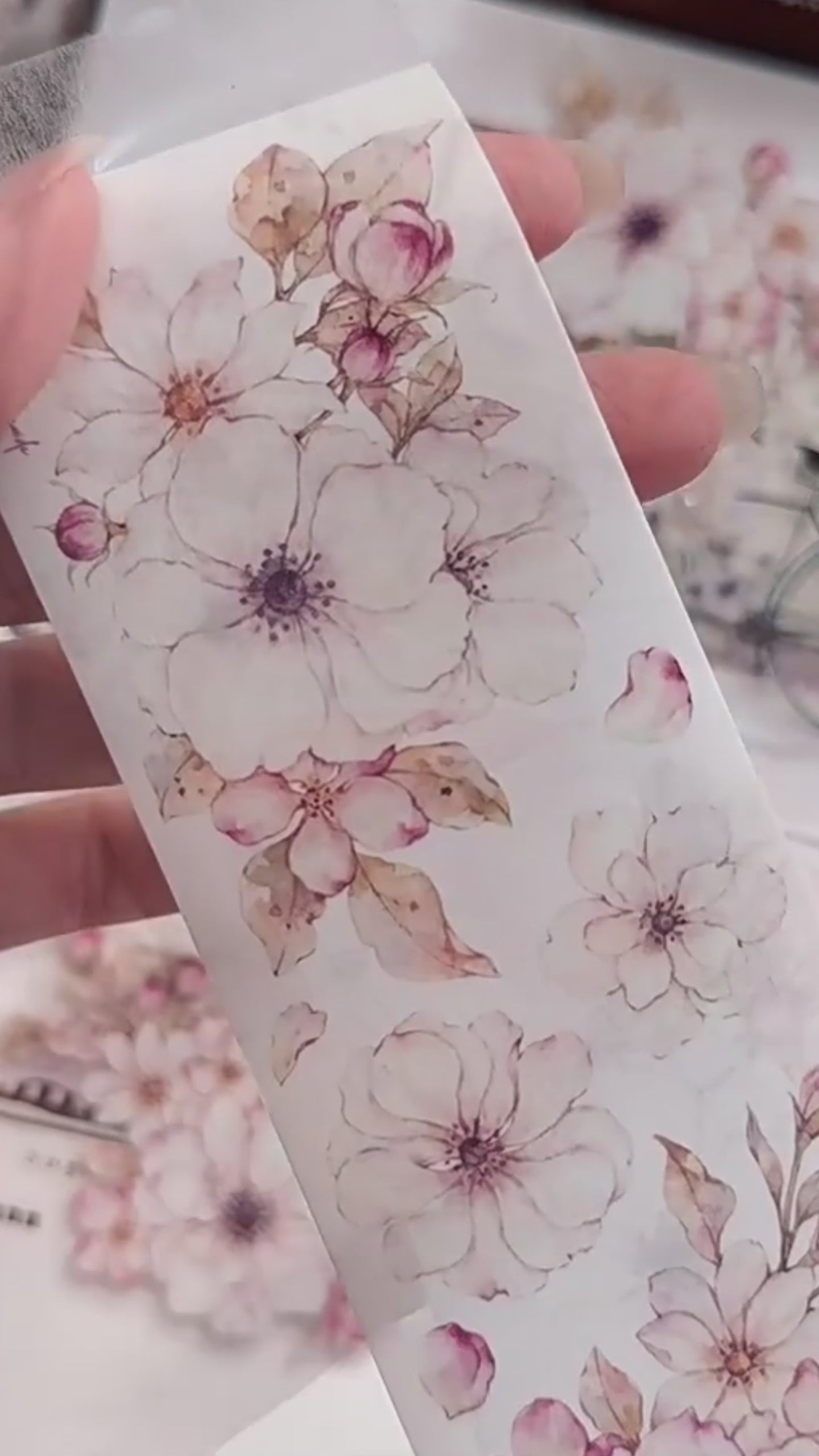 Peach Blossom Washi & PET Tape - Light Vintage