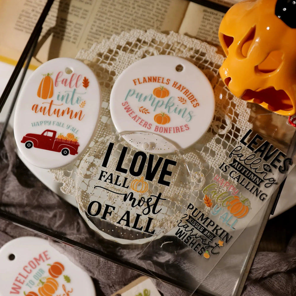 Pumpkin Spice Quote Crystal Transfer Stickers