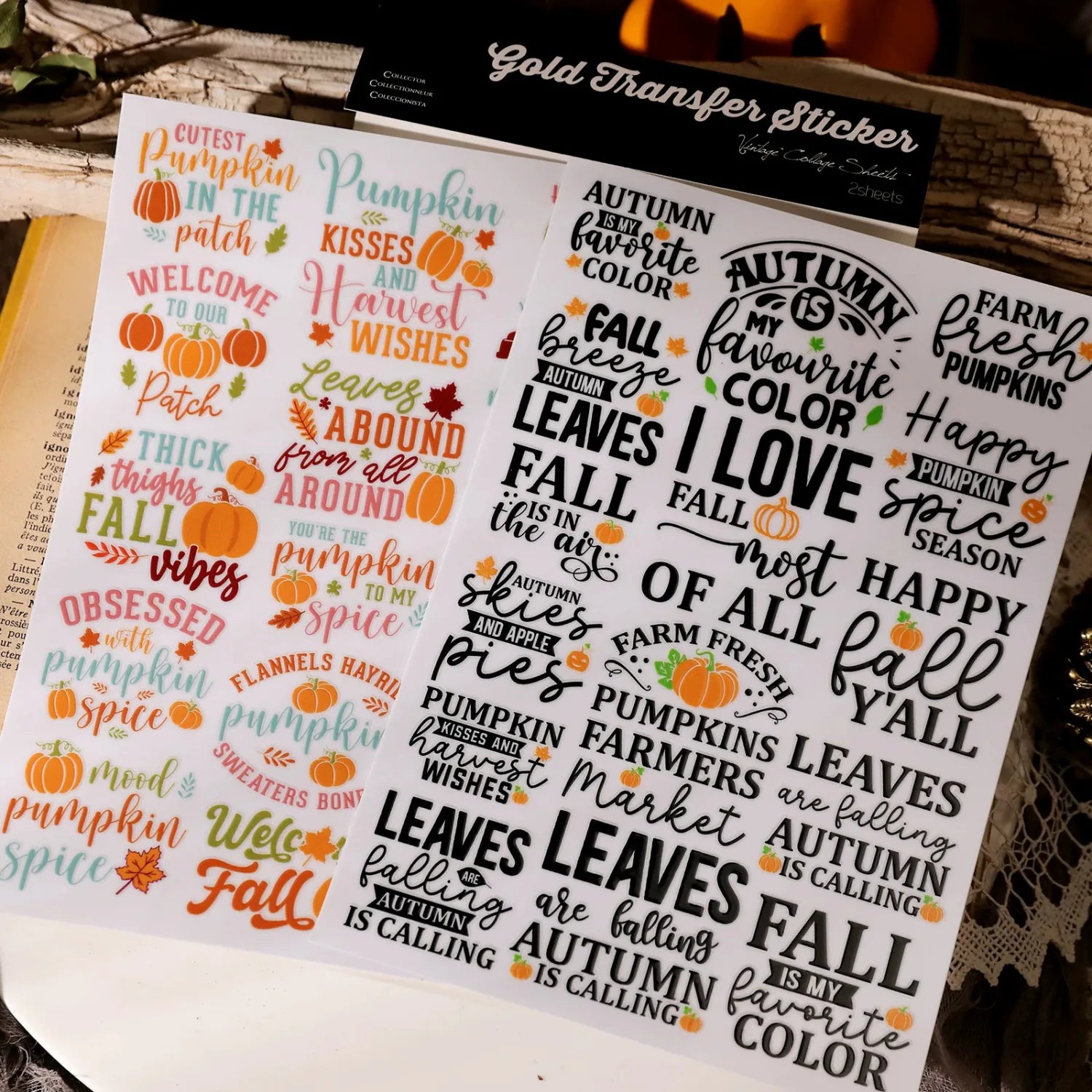 Pumpkin Spice Quote Crystal Transfer Stickers