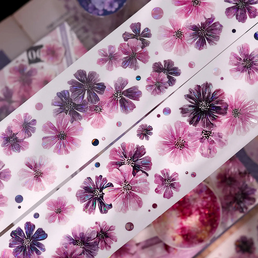 Purple Floral Washi Tape PET Tape Journaling Tape