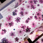 Purple Floral Washi Tape PET Tape Journaling Tape