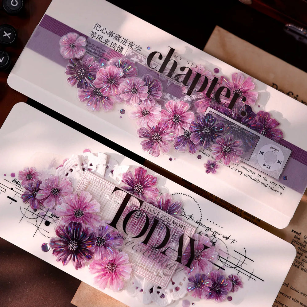 Purple Floral Washi Tape PET Tape Journaling Tape
