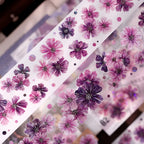 Purple Floral Washi Tape PET Tape Journaling Tape