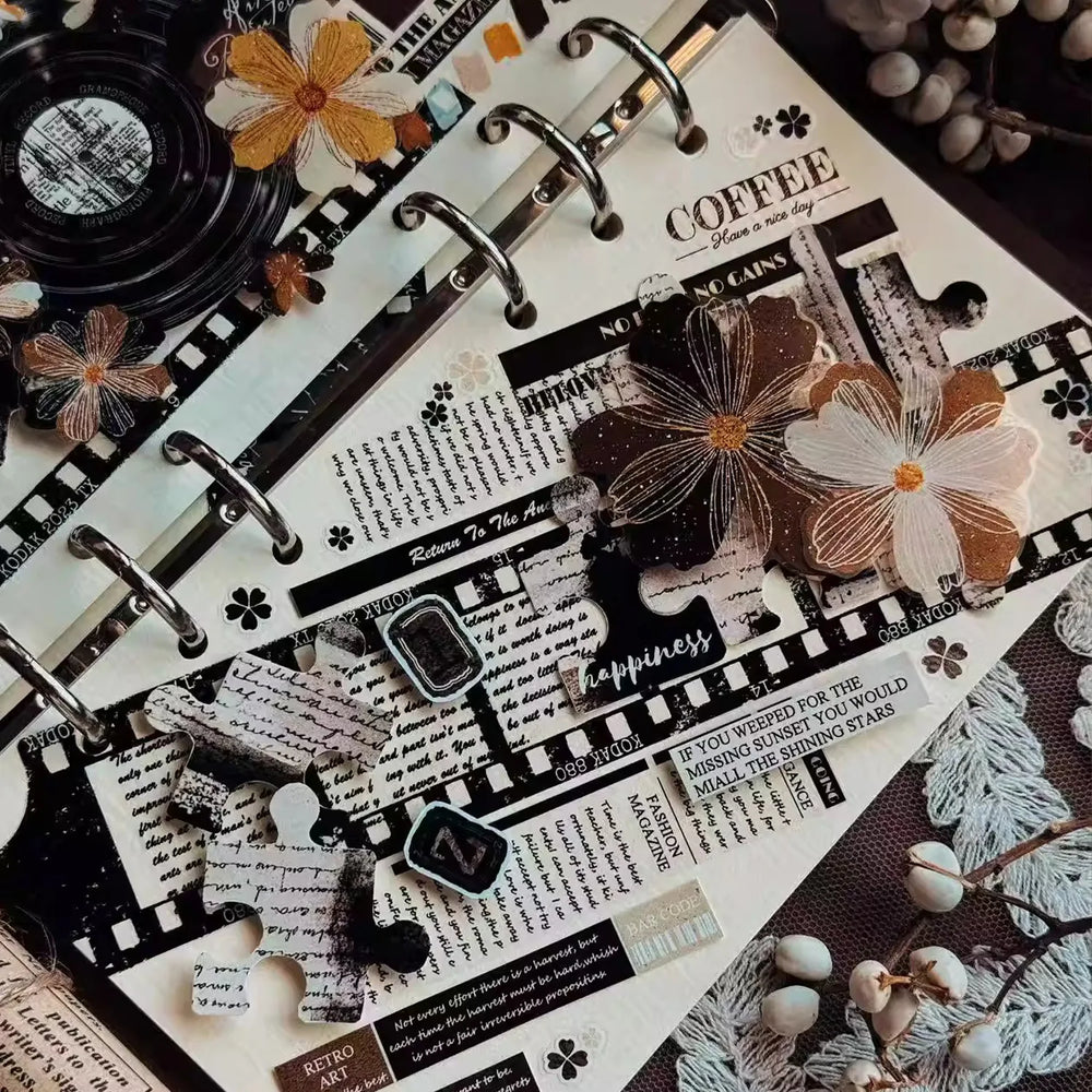 Puzzle-Washi-Tape aus gestanztem PET | Journaling-Ephemera im Sticker-Stil