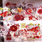Rotes Blumen-Stanz-Washi- & PET-Klebeband