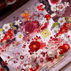 Rotes Blumen-Stanz-Washi- & PET-Klebeband