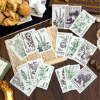 Autocollants de timbres vintage de plantes de construction rétro pour carnet de voyage