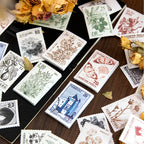 Autocollants de timbres vintage de plantes de construction rétro pour carnet de voyage