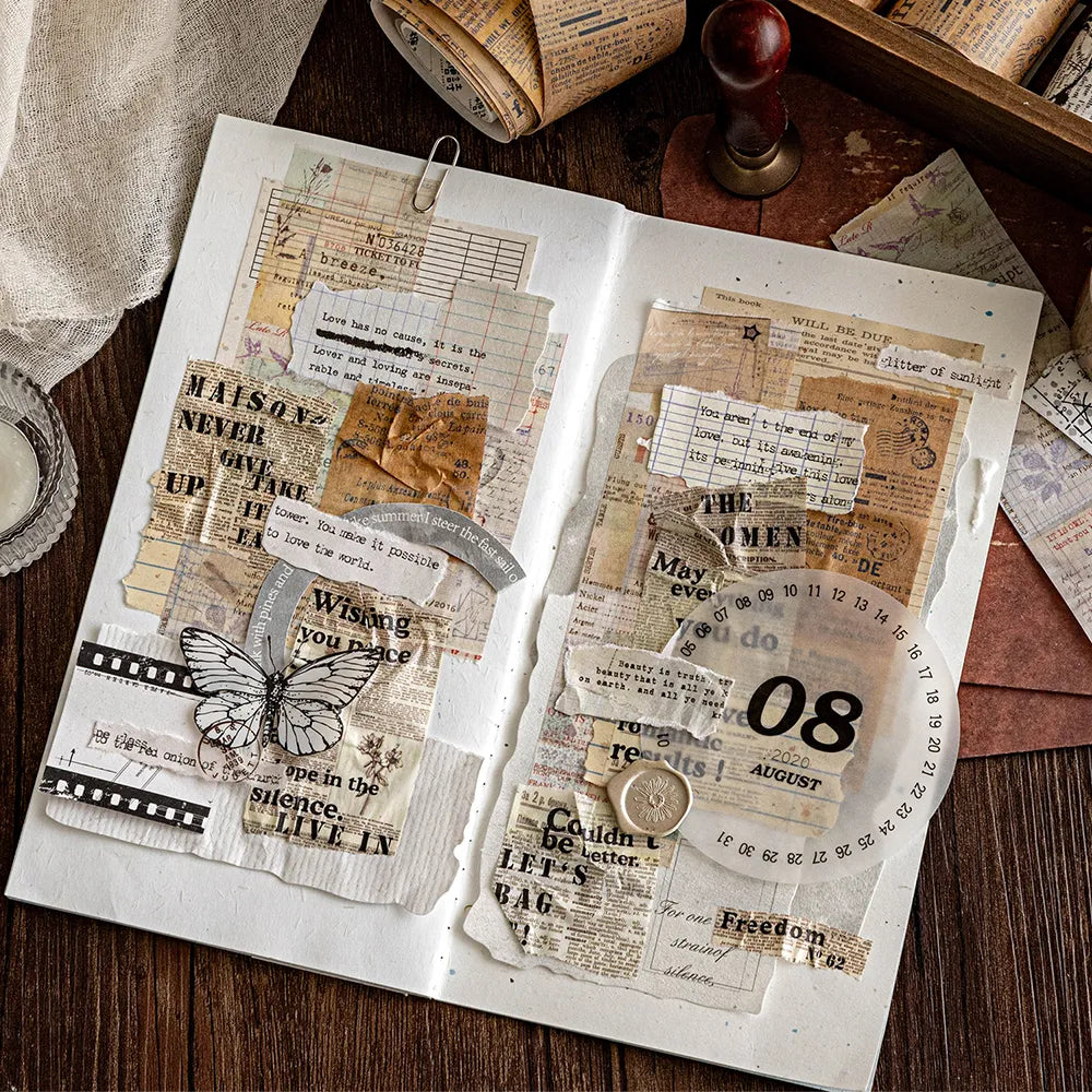 Ruban adhésif décoratif rétro à motifs Washi Tape