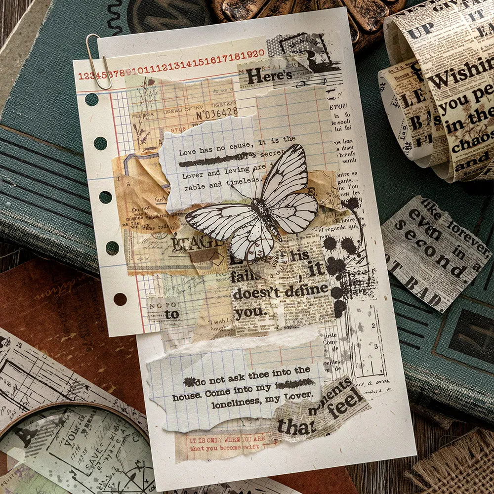 Ruban adhésif décoratif rétro à motifs Washi Tape