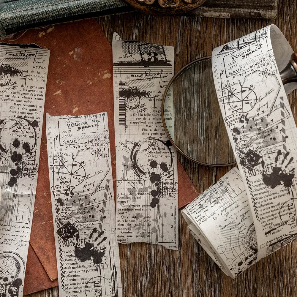 Ruban adhésif décoratif rétro à motifs Washi Tape