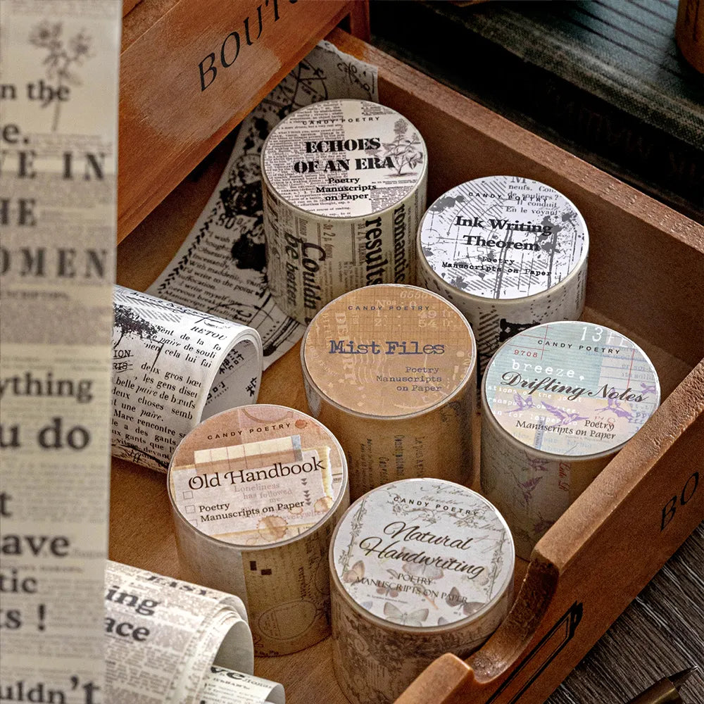 Ruban adhésif décoratif rétro à motifs Washi Tape