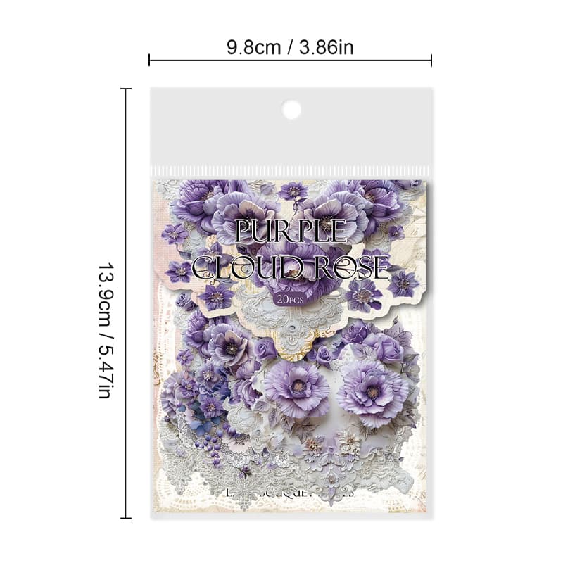 Autocollants de scrapbooking à fleurs esthétiques Rococo