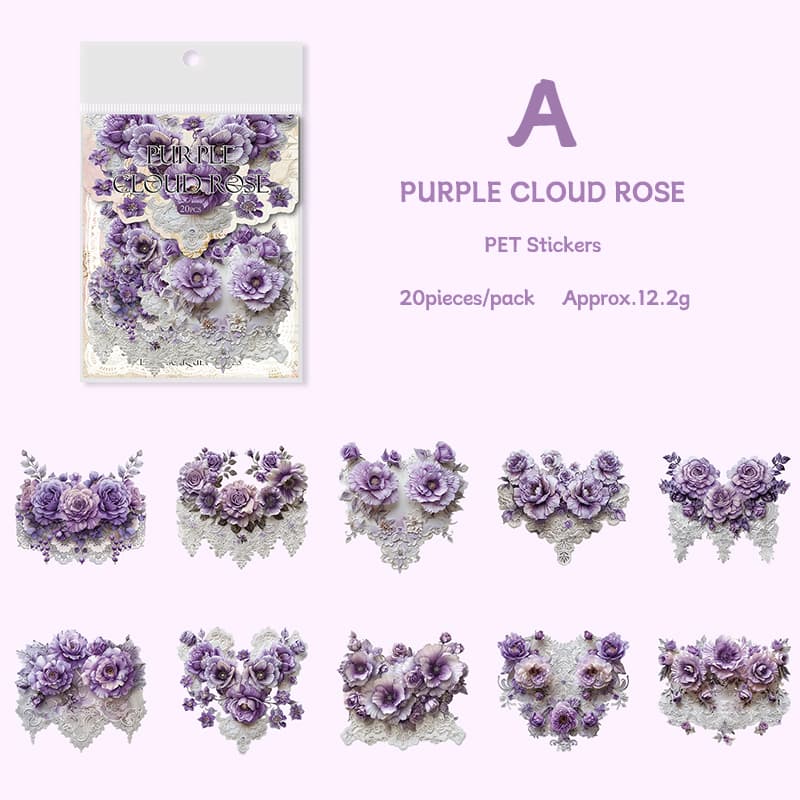 Autocollants de scrapbooking à fleurs esthétiques Rococo