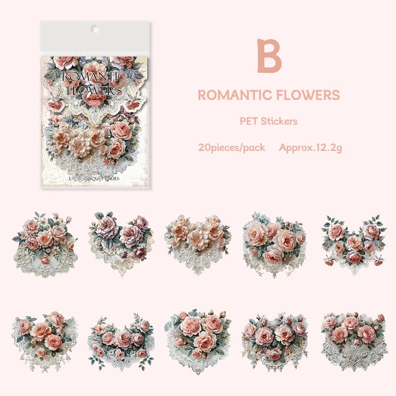 Autocollants de scrapbooking à fleurs esthétiques Rococo