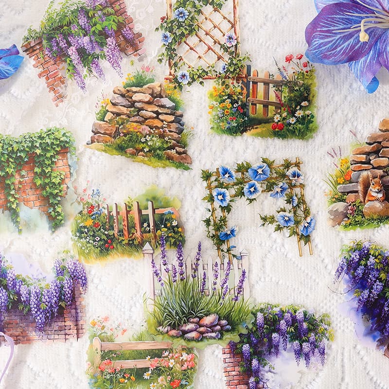 Autocollants PET de fleurs de jardin romantiques