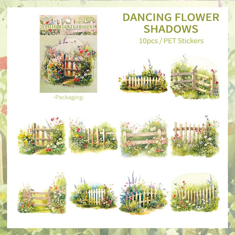 Autocollants PET de fleurs de jardin romantiques