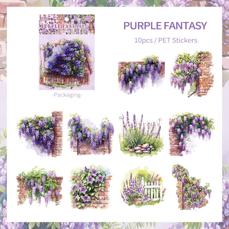 Autocollants PET de fleurs de jardin romantiques