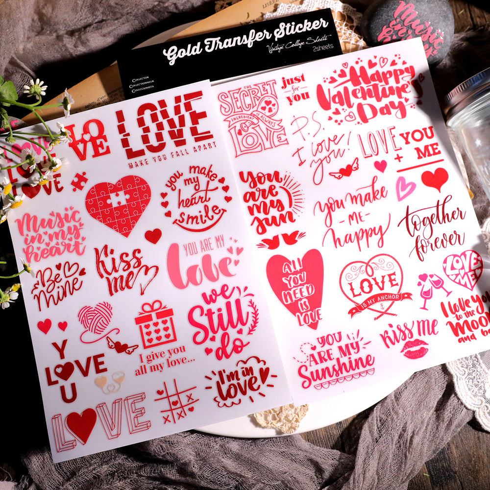Romantische Liebesaufkleber | Transferaufkleber für DIY-Geschenke