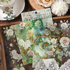 Rose Transparent PET Sticker Sheet – Blumenaufkleber mit Goldfolie