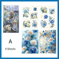 Rose Transparent PET Sticker Sheet – Blumenaufkleber mit Goldfolie