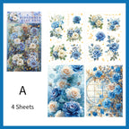 Rose Transparent PET Sticker Sheet – Blumenaufkleber mit Goldfolie