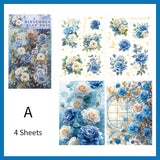 Rose Transparent PET Sticker Sheet – Floral Stickers with Gold Foil