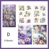 Rose Transparent PET Sticker Sheet – Floral Stickers with Gold Foil