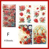 Rose Transparent PET Sticker Sheet – Floral Stickers with Gold Foil