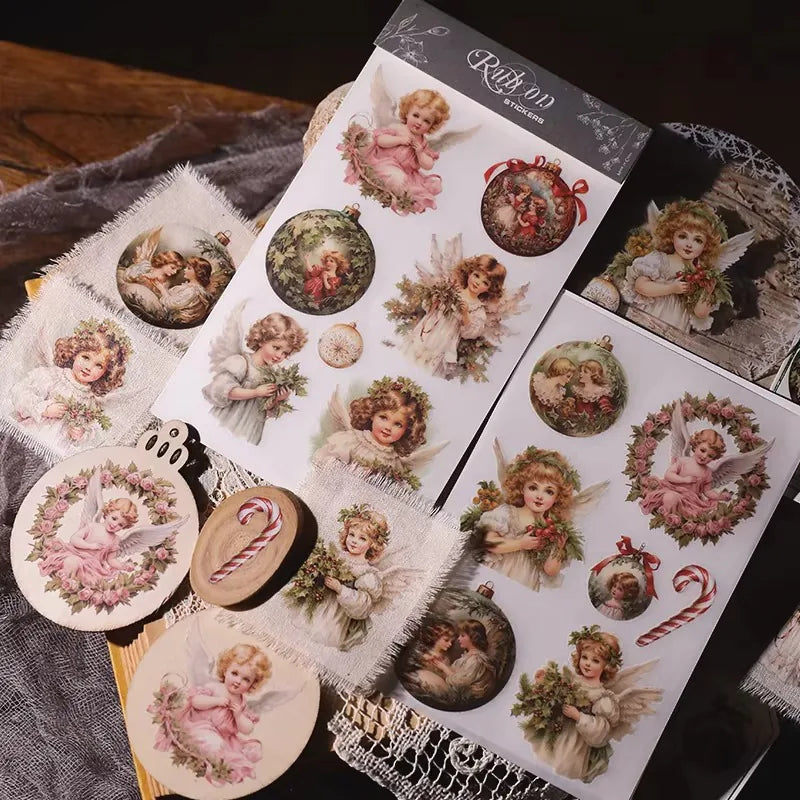 Autocollants à transférer pour loisirs créatifs, verre, bois et carnets de voyage – Ange de Noël