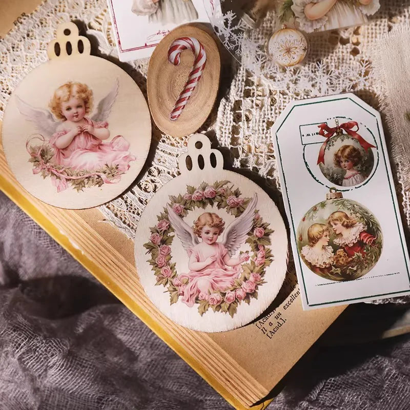 Autocollants à transférer pour loisirs créatifs, verre, bois et carnets de voyage – Ange de Noël