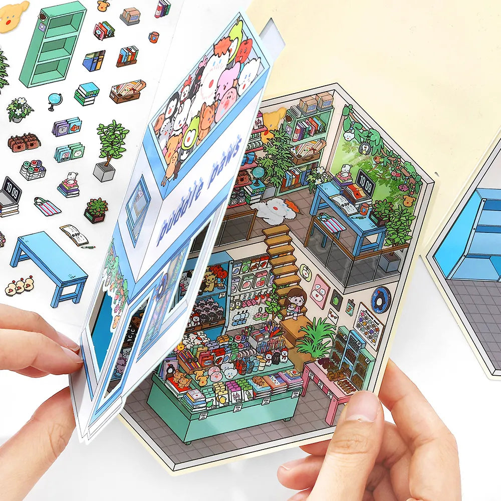 Ensemble d'autocollants 3D pliables – Mondes miniatures pour carnets et agendas