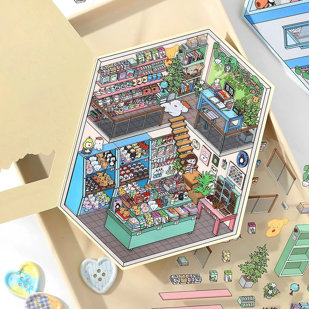 Ensemble d'autocollants 3D pliables – Mondes miniatures pour carnets et agendas