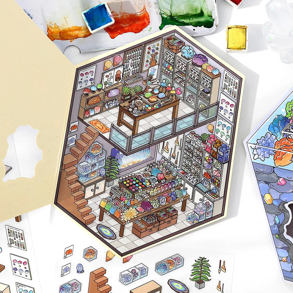 Ensemble d'autocollants 3D pliables – Mondes miniatures pour carnets et agendas