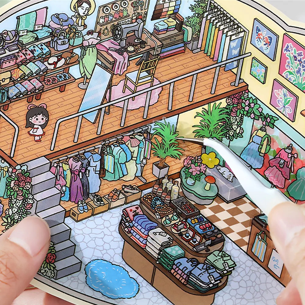 Ensemble d'autocollants 3D pliables – Mondes miniatures pour carnets et agendas