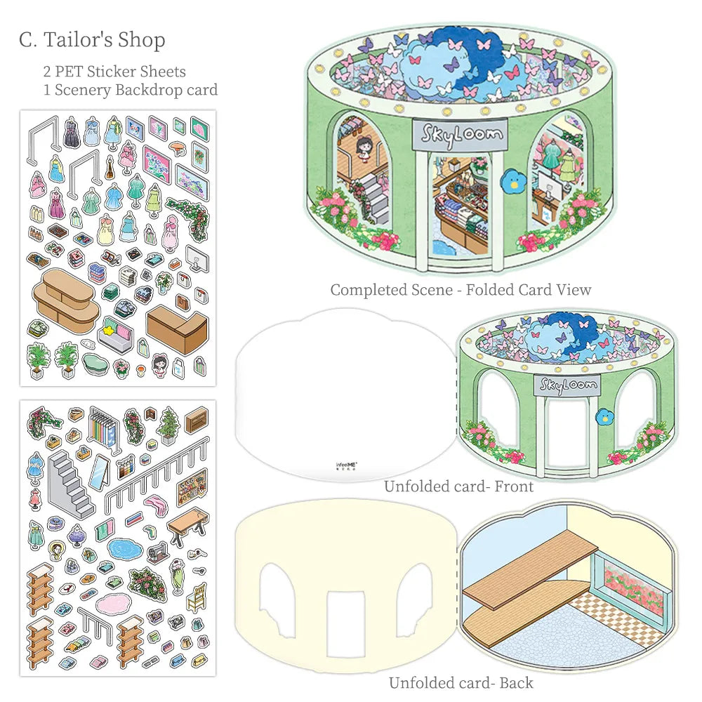 Ensemble d'autocollants 3D pliables – Mondes miniatures pour carnets et agendas