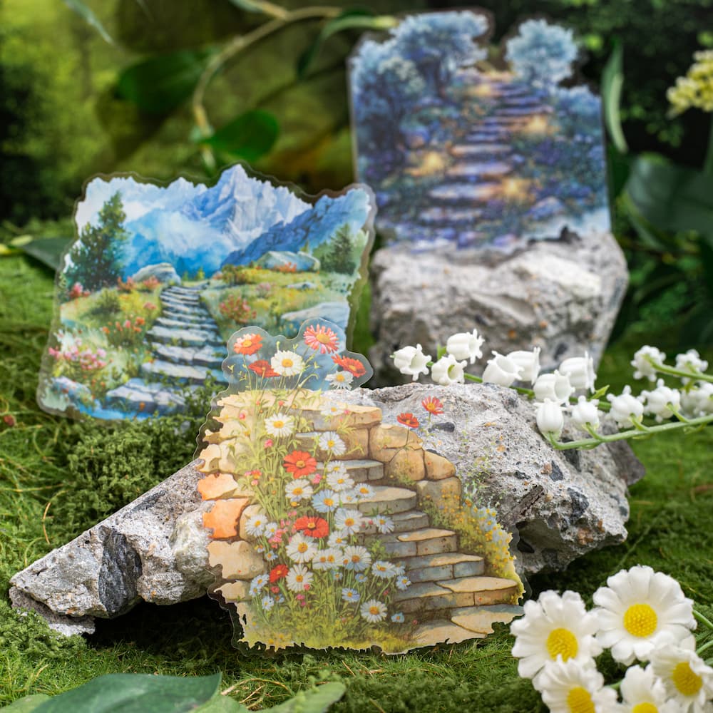 Autocollant PET à thème échelle de pierre aquarelle pour scrapbooking