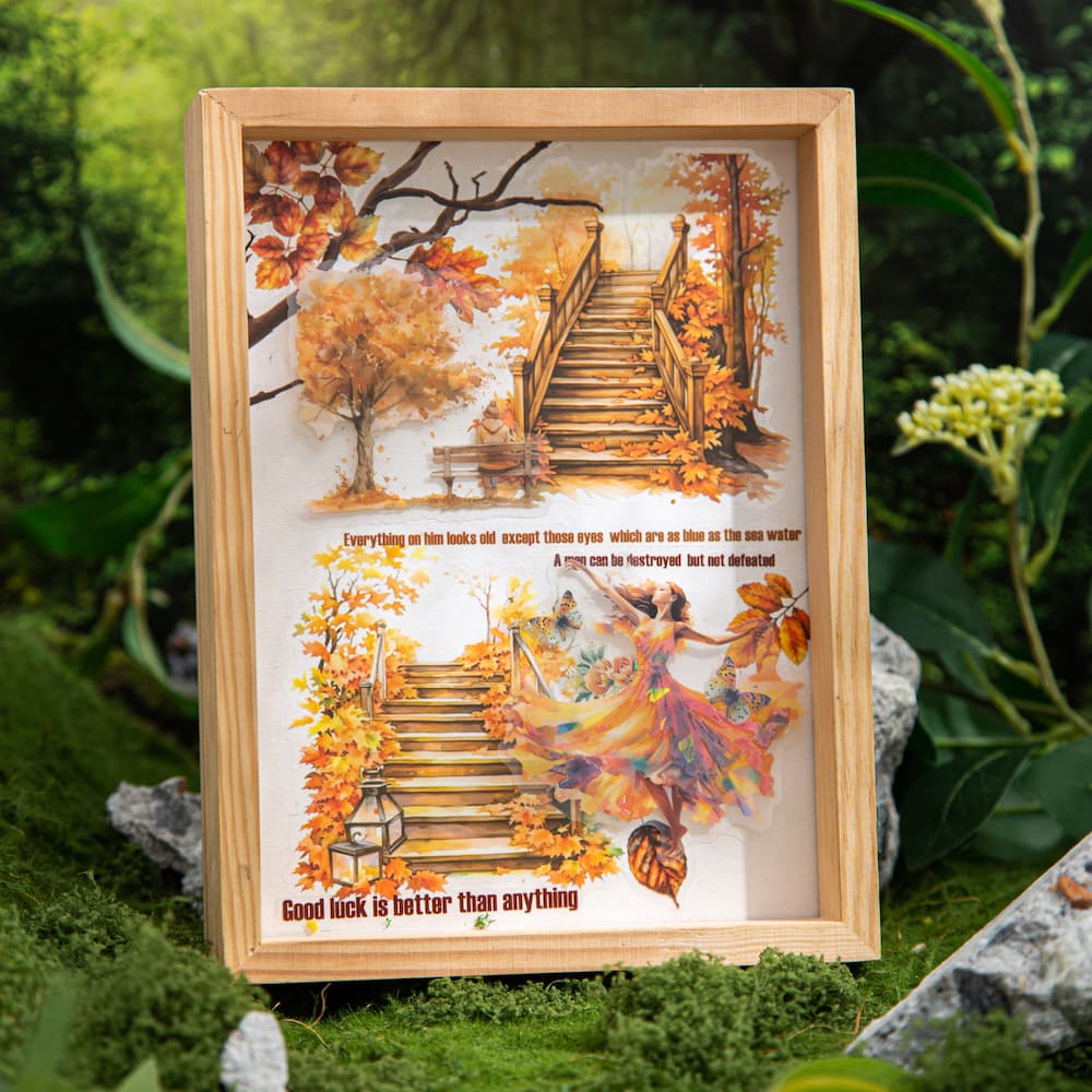 Autocollant PET à thème échelle de pierre aquarelle pour scrapbooking