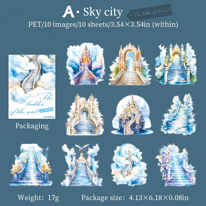 Autocollant PET à thème échelle de pierre aquarelle pour scrapbooking