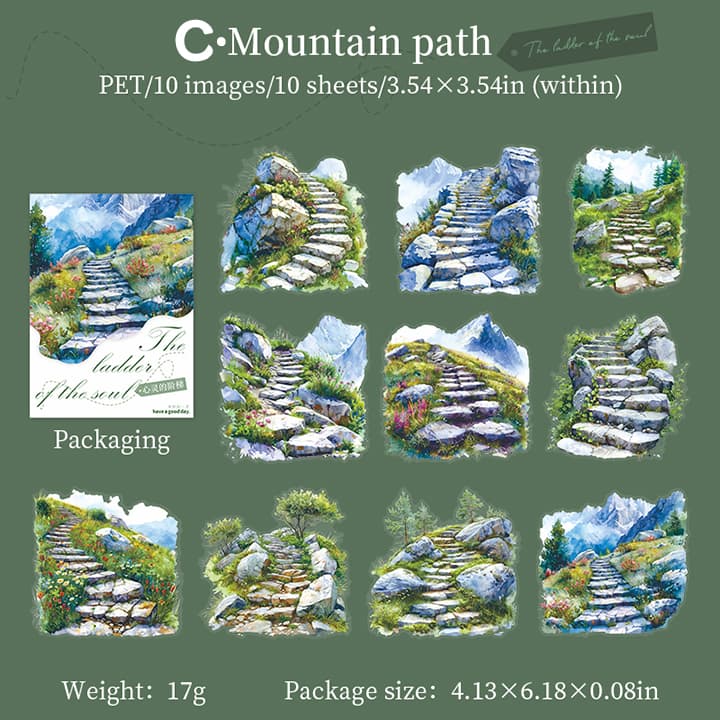 Autocollant PET à thème échelle de pierre aquarelle pour scrapbooking