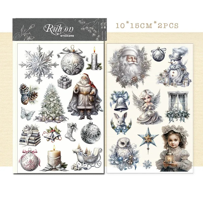 Silver Christmas Rub-On Transfer Stickers